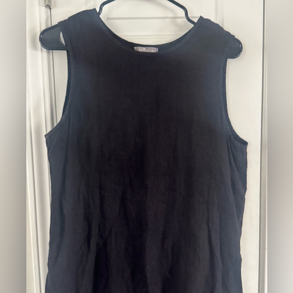 RUSS BERENS Vintage Black Linen Sleeveless Dress | Women’s Size Large - Picture 7 of 8